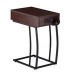 Table d'appoint Porten avec prises et ports USB - Marron - SEI