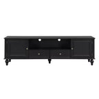 MAYEERTY Meuble TV moderne avec compartiment ouvert 2 tiroirs 2 armoires et 5 pieds solides pour salon Noir