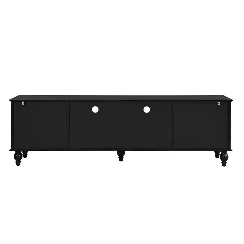 MAYEERTY Meuble TV moderne avec compartiment ouvert 2 tiroirs 2 armoires et 5 pieds solides pour salon Noir