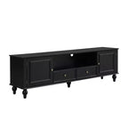 MAYEERTY Meuble TV moderne avec compartiment ouvert 2 tiroirs 2 armoires et 5 pieds solides pour salon Noir