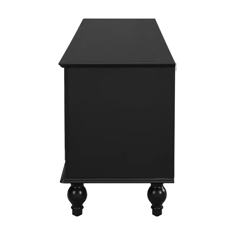 MAYEERTY Meuble TV moderne avec compartiment ouvert 2 tiroirs 2 armoires et 5 pieds solides pour salon Noir