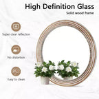 MAYEERTY 24 miroirs décoratifs ronds en bois pour la décoration murale, miroir cercle rustique avec perles pour chambre à coucher, salon, bureau