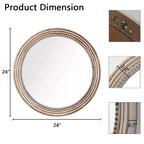 MAYEERTY 24 miroirs décoratifs ronds en bois pour la décoration murale, miroir cercle rustique avec perles pour chambre à coucher, salon, bureau