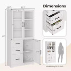 Karl Home Armoire de rangement blanche de 170 cm de haut avec 3 portes, 3 tiroirs, 5 étagères, style moderne