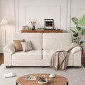 Modern Sofa 2-Seater Couches, Removable Medium Firm Sofa Cushion, Pull-Out Velvet Convertible Sofa, Side Pocket, for Living Room, Beige