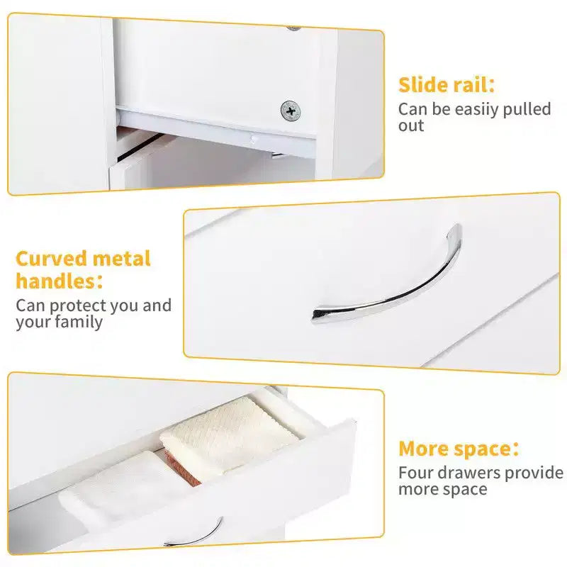 Commode de chambre Karl Home blanche à 4 tiroirs en panneaux de particules, 66 cm de largeur