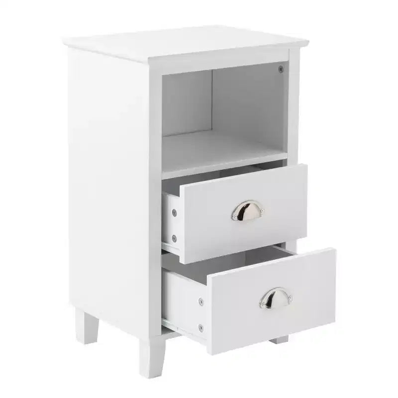 Table de chevet Karl Home 2 tiroirs en MDF blanc 40 cm l.