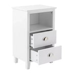 Table de chevet Karl Home 2 tiroirs en MDF blanc 40 cm l.