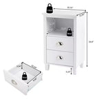 Table de chevet Karl Home 2 tiroirs en MDF blanc 40 cm l.
