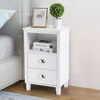 Table de chevet Karl Home 2 tiroirs en MDF blanc 40 cm l.