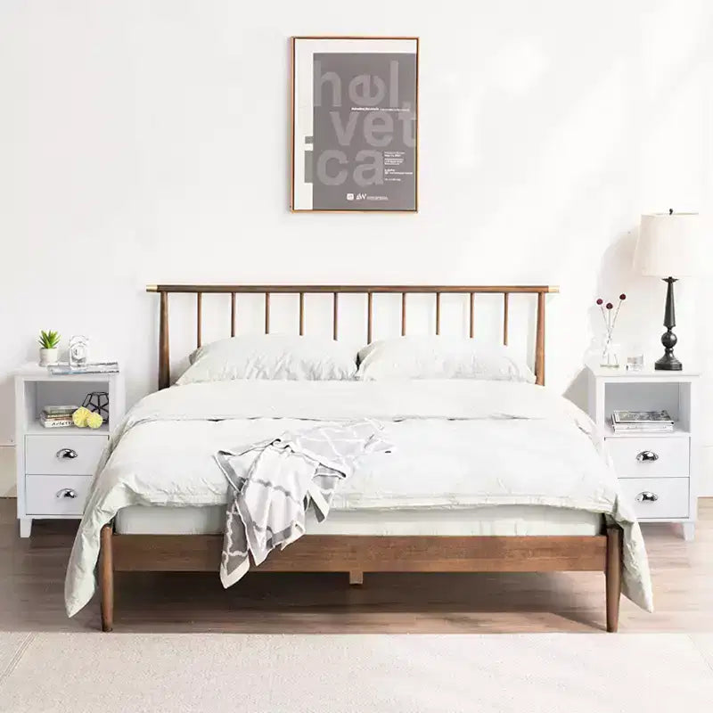 Table de chevet Karl Home 2 tiroirs en MDF blanc 40 cm l.