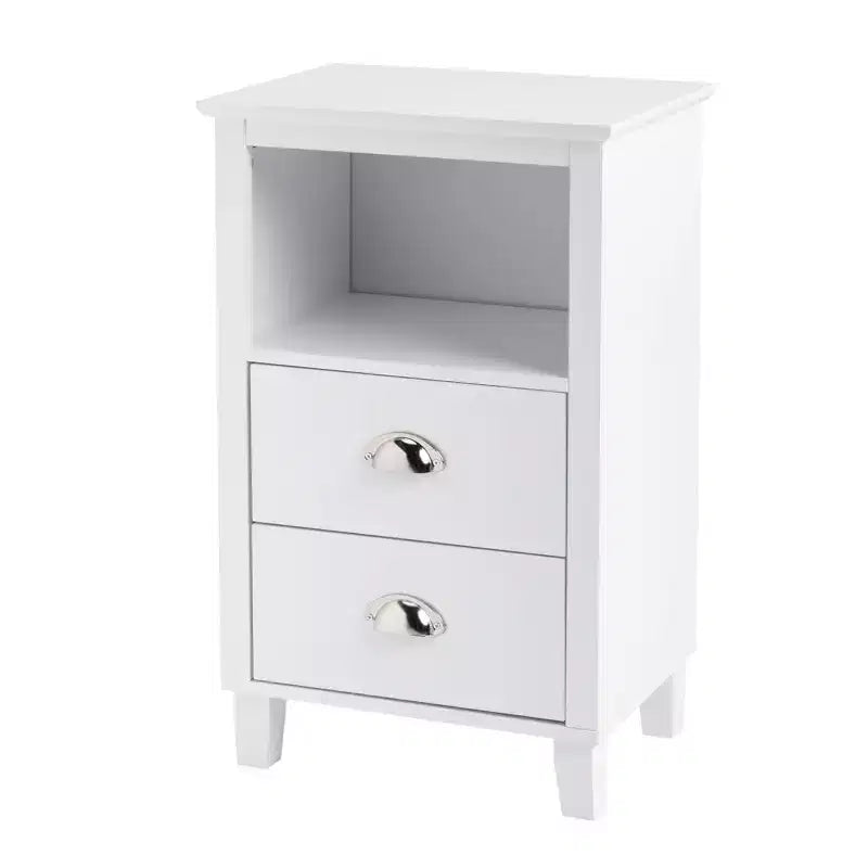 Table de chevet Karl Home 2 tiroirs en MDF blanc 40 cm l.