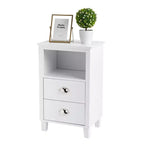 Table de chevet Karl Home 2 tiroirs en MDF blanc 40 cm l.