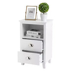 Table de chevet Karl Home 2 tiroirs en MDF blanc 40 cm l.