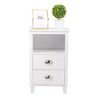 Table de chevet Karl Home 2 tiroirs en MDF blanc 40 cm l.