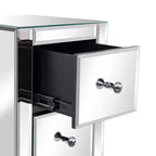 Table de chevet Karl Home en MDF argenté à 3 tiroirs de 30 cm de large