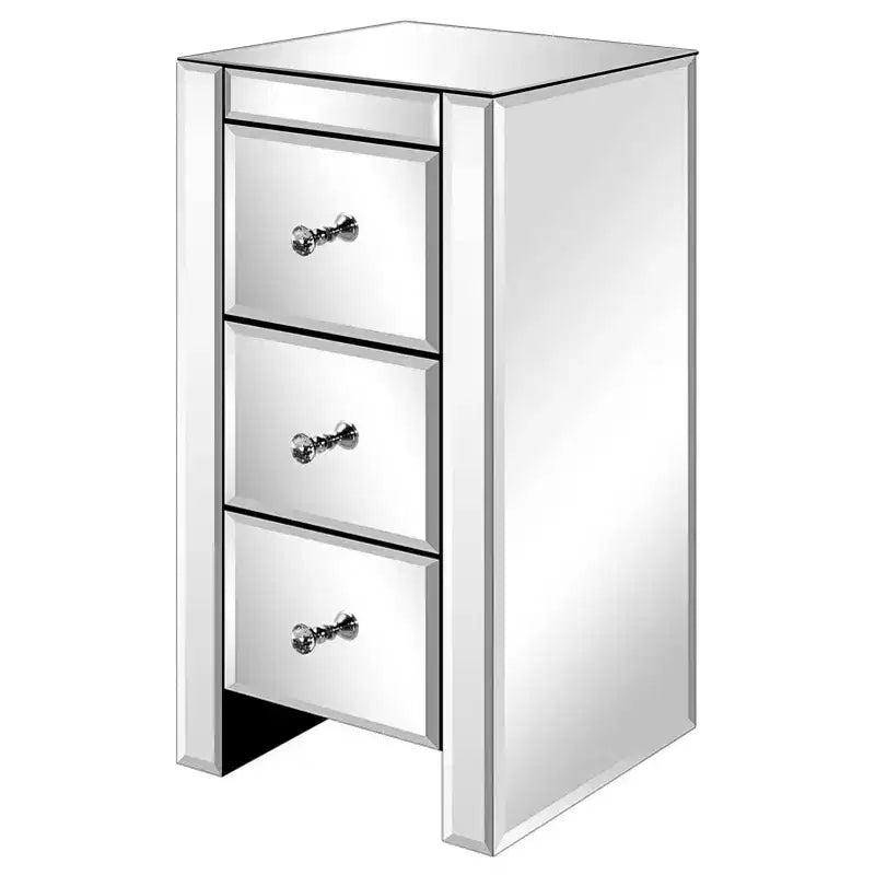 Table de chevet Karl Home en MDF argenté à 3 tiroirs de 30 cm de large