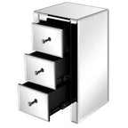 Table de chevet Karl Home en MDF argenté à 3 tiroirs de 30 cm de large