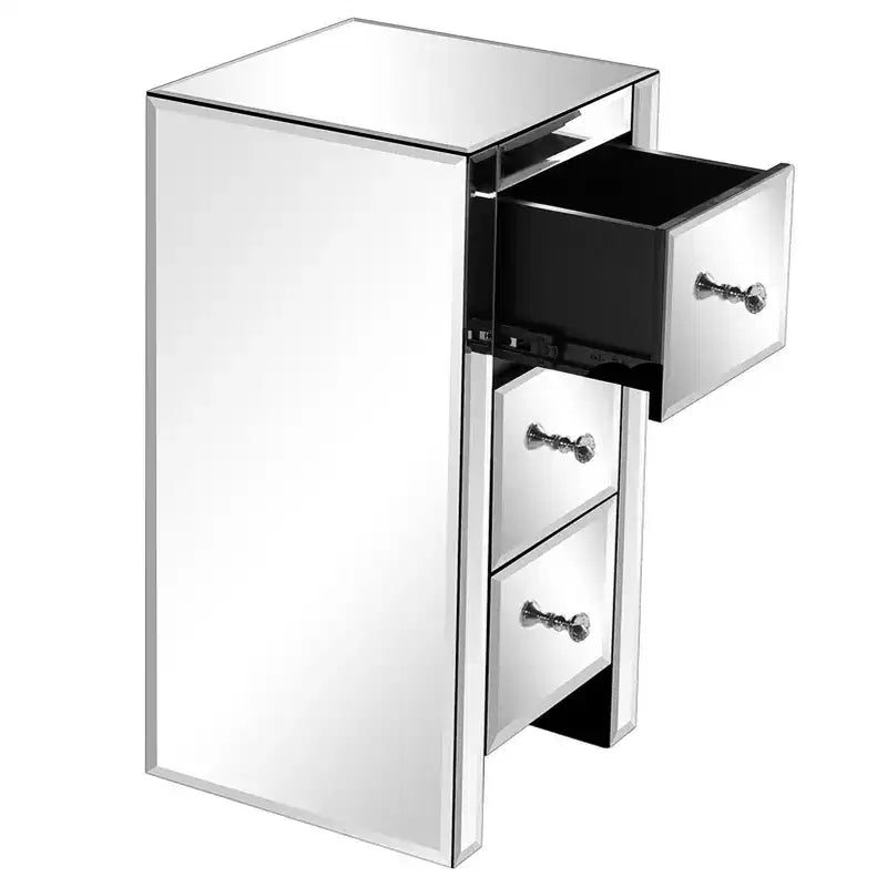 Table de chevet Karl Home en MDF argenté à 3 tiroirs de 30 cm de large