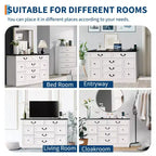 Commode de ferme pour chambre à coucher, commode à 9 tiroirs avec station de charge, commode en bois de 55" avec poignées rustiques, organiseur de commodes de rangement