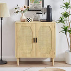 GDFStudio Norma 31.5'' Wood and Rattan Cabinet