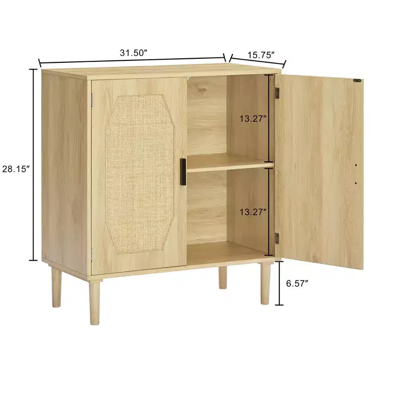 Meuble bas GDFStudio Norma 80 cm en bois et rotin