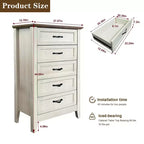 Commode à 5 tiroirs pour chambre à coucher, commode haute rustique en bois, commode de ferme avec organisateur de rangement