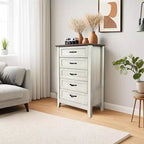 Commode à 5 tiroirs pour chambre à coucher, commode haute rustique en bois, commode de ferme avec organisateur de rangement