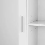 Meuble haut de salle de bain VECELO avec miroir, armoire de toilette murale avec porte et étagères ouvertes, étagères réglables, blanc