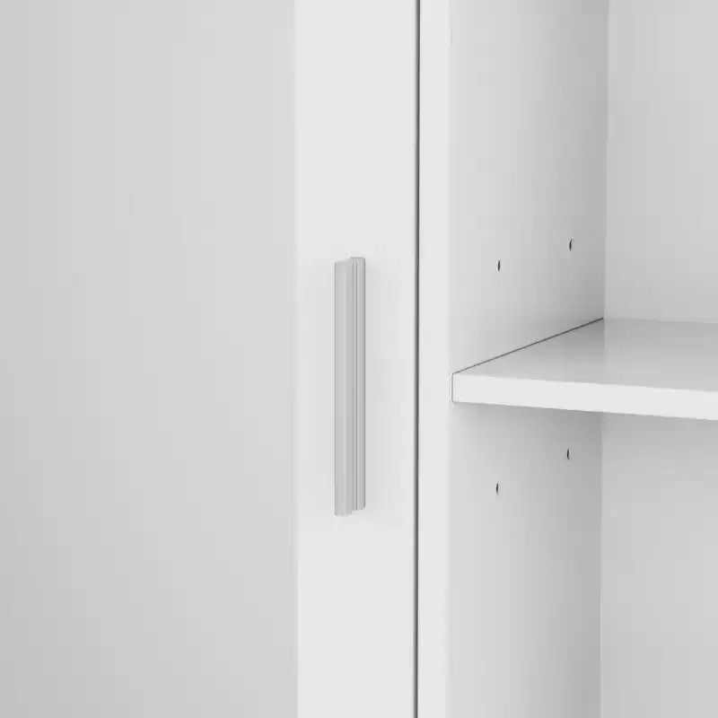 Meuble haut de salle de bain VECELO avec miroir, armoire de toilette murale avec porte et étagères ouvertes, étagères réglables, blanc