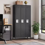 3 Doors Employee Lockers for Office, Metal Sorage Locker Combination, Lockable Employees Metal Locker With Door, Industrial Storage Lockers