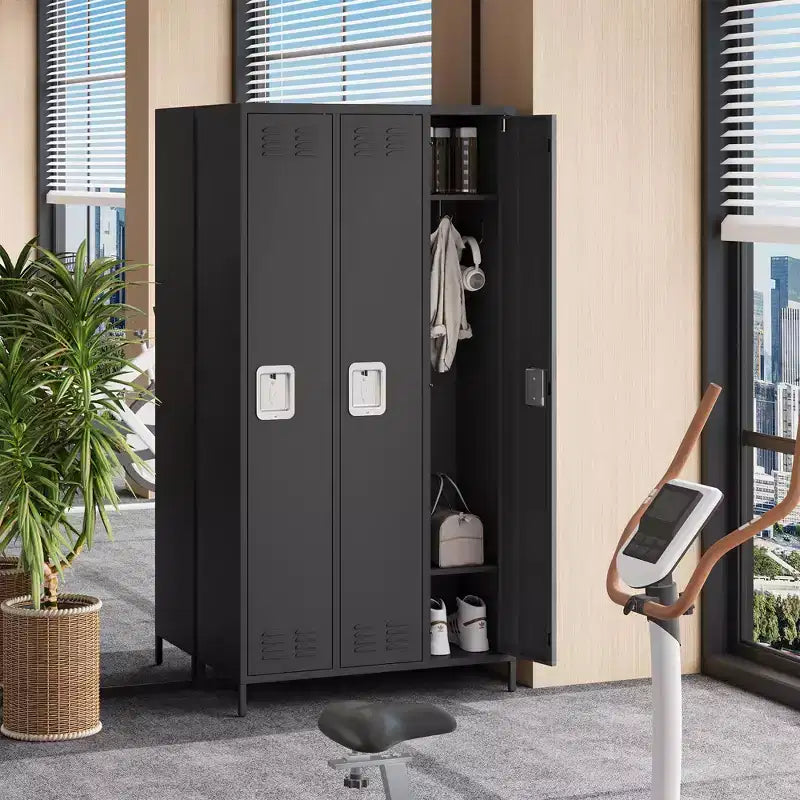 Casier à 3 portes pour employés de bureau, combinaison de casiers de rangement en métal, casier métallique verrouillable pour employés avec porte, casiers de rangement industriels