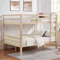 Full over Full Bunk Bed with Thick Posts,Wooden Bunk Bed with High Guardrail ,No Box Spring Needed, Natural