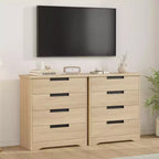 Commode à 4 tiroirs pour chambre à coucher, commode naturelle avec poignées encastrées, organisateur en bois pour salon, couloir et entrée