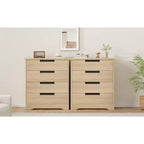 Commode à 4 tiroirs pour chambre à coucher, commode naturelle avec poignées encastrées, organisateur en bois pour salon, couloir et entrée