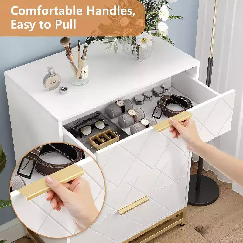 Commode moderne Zstar à 4 tiroirs pour placard, couloir, salon
