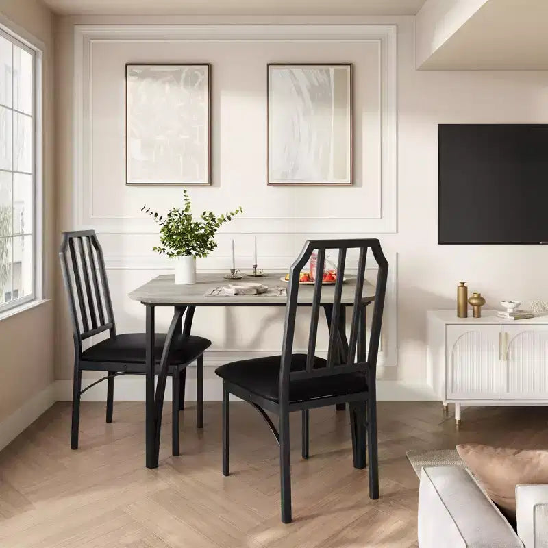 Ensemble table à manger 3 pièces pour 2 avec chaises rembourrées, petite table de cuisine et de salle à manger, ensemble table et 2 chaises de cuisine, design peu encombrant