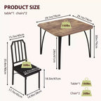 Ensemble table à manger 3 pièces pour 2 avec chaises rembourrées, petite table de cuisine et de salle à manger, ensemble table et 2 chaises de cuisine, design peu encombrant