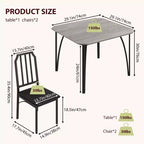 Ensemble table à manger 3 pièces pour 2 avec chaises rembourrées, petite table de cuisine et de salle à manger, ensemble table et 2 chaises de cuisine, design peu encombrant