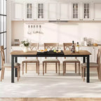 Table à manger industrielle en bois de 200 cm pour 6-8 personnes, table rectangulaire pour cuisine et salle à manger, idéale pour les dîners ou les réunions, espaces cuisine et repas.