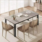 Table à manger industrielle en bois de 200 cm pour 6-8 personnes, table rectangulaire pour cuisine et salle à manger, idéale pour les dîners ou les réunions, espaces cuisine et repas.