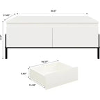 Table basse moderne blanche Acekool avec 2 tiroirs sans poignée, pieds en métal et étagère arrière ouverte, table basse rectangulaire pour salon, montage facile