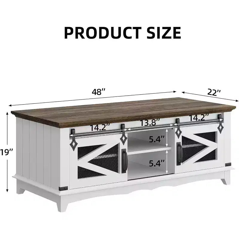 Table basse moderne blanche Acekool avec 2 tiroirs sans poignée, pieds en métal et étagère arrière ouverte, table basse rectangulaire pour salon, montage facile