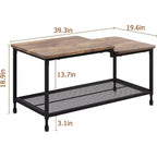 Acekool Table Basse Rectangulaire Moderne Mid-Century avec Tiroirs, Étagères Ouvertes et Finition Bois Clair - Montage Facile, 108 cm