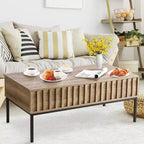 Acekool Table Basse Rectangulaire Moderne Mid-Century avec Tiroirs, Étagères Ouvertes et Finition Bois Clair - Montage Facile, 108 cm