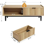 Acekool Table Basse Rectangulaire Moderne Mid-Century avec Tiroirs, Étagères Ouvertes et Finition Bois Clair - Montage Facile, 108 cm