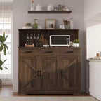 Buffet de ferme avec support à micro-ondes, portes coulissantes de grange, tiroirs et étagères