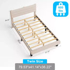 Cadre de lit double Karl Home avec tête de lit capitonnée en boucle, plateforme de lit beige