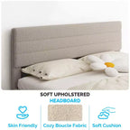 Cadre de lit double Karl Home avec tête de lit capitonnée en boucle, plateforme de lit beige