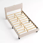Cadre de lit double Karl Home avec tête de lit capitonnée en boucle, plateforme de lit beige